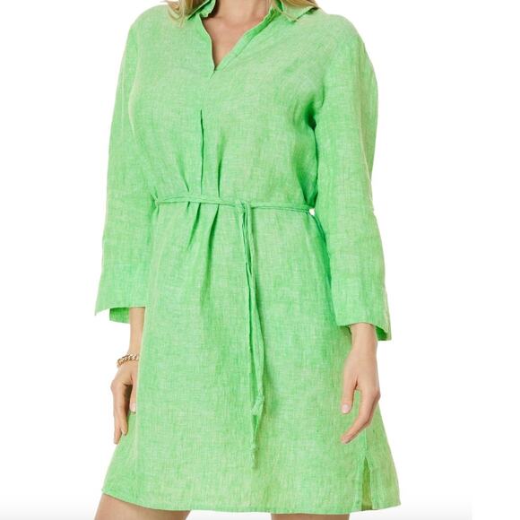 Lilly Pulitzer Dresses & Skirts - Lilly Pulitzer Pilar Tunic Linen Shirt Dress Gecko Lime Green – Size Large